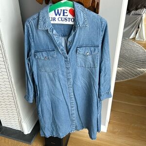 CLUB MONACO Women's Blue Chambray Denim Collared Button Down Shirt Dress Size 6